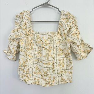Joie NWT 100% linen floral print blouse Sz Medium